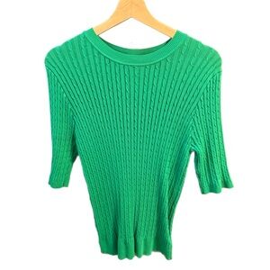 Vine & Love Green Cable Knit Sweater L